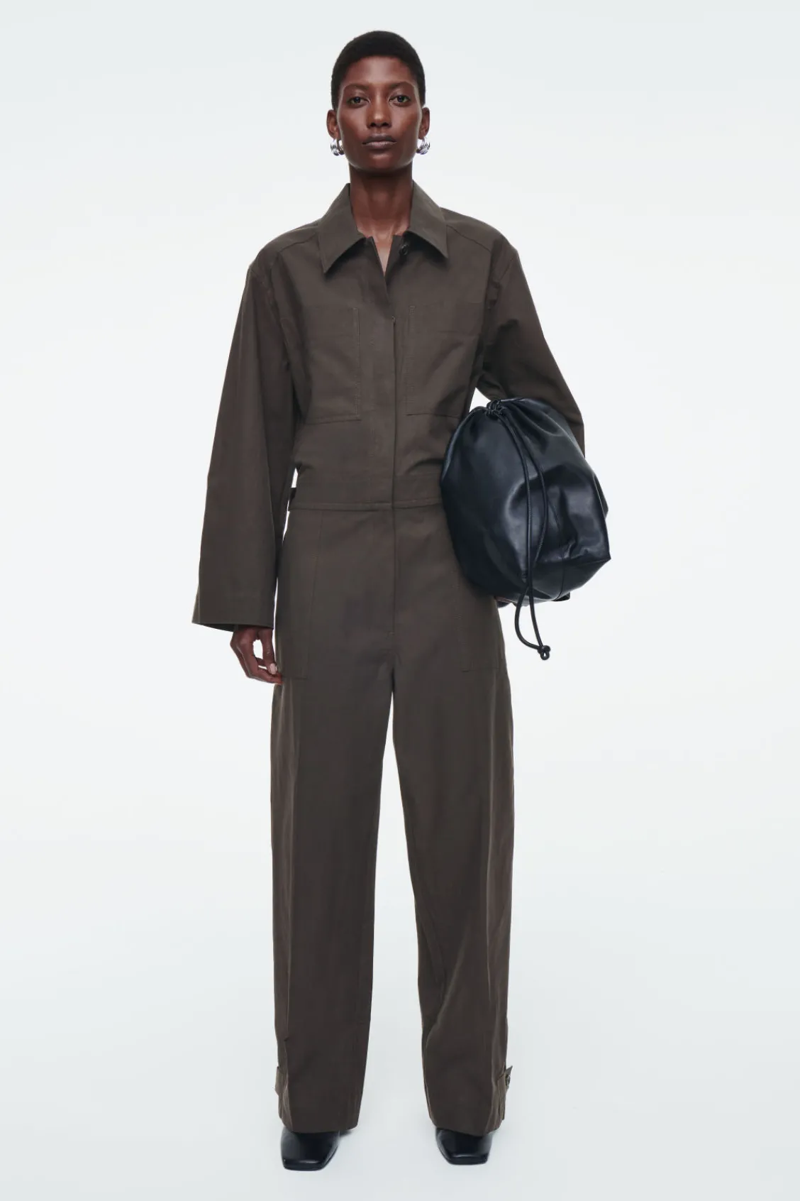 COS TWILL BOILERSUIT DARK BROWN Flash Sale