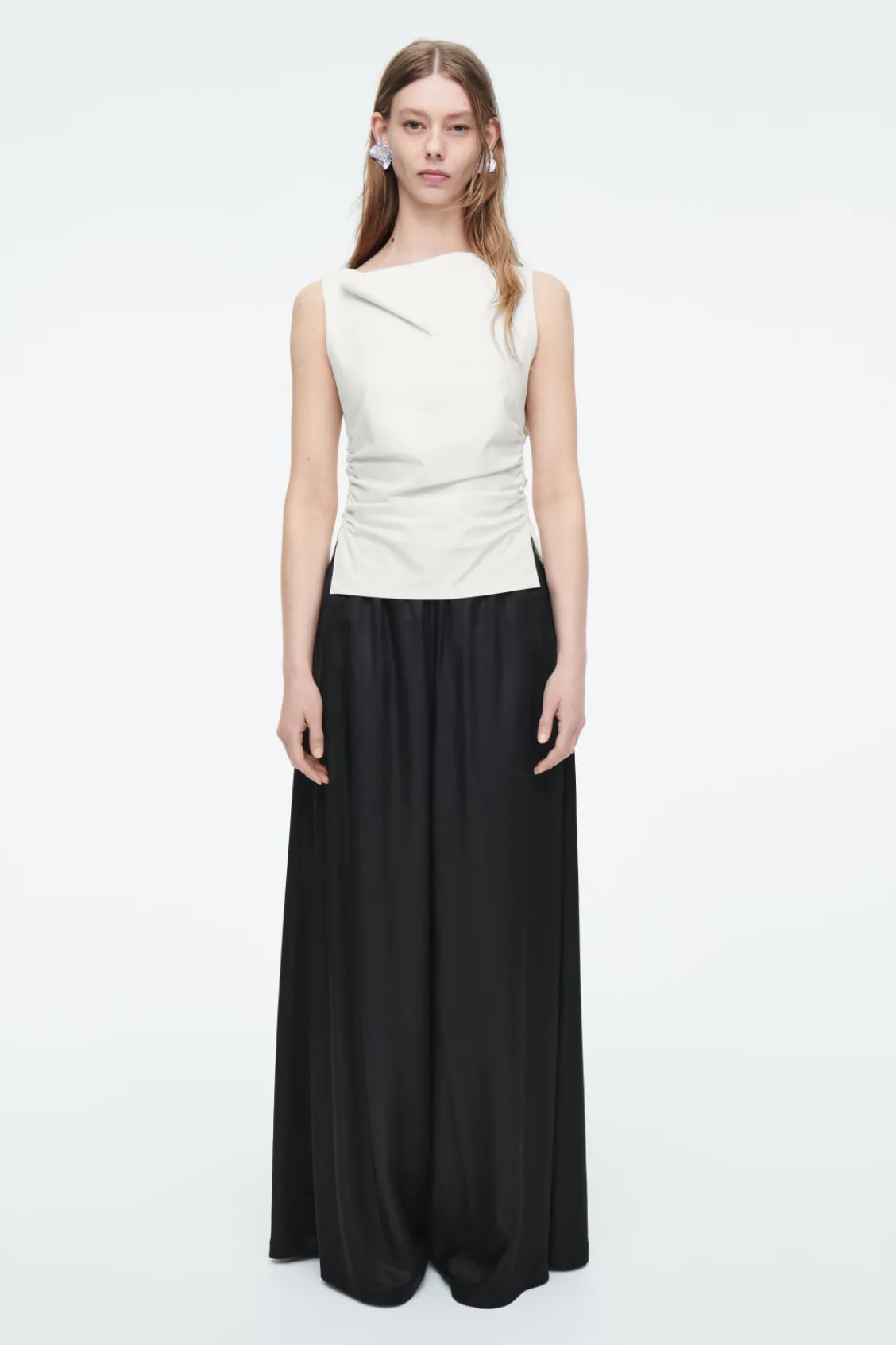 COS TWILL PALAZZO PANTS BLACK Flash Sale