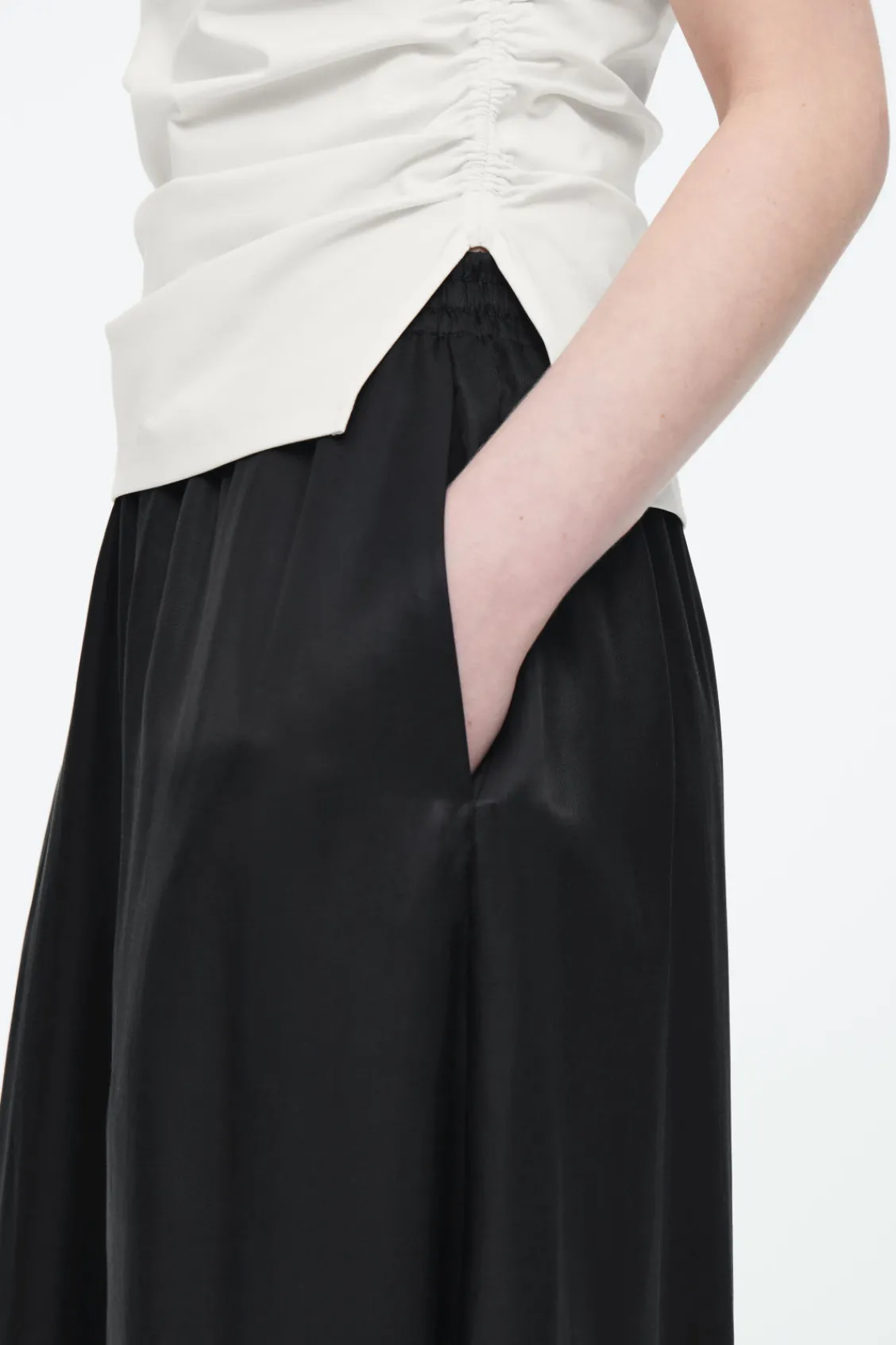 COS TWILL PALAZZO PANTS BLACK Flash Sale