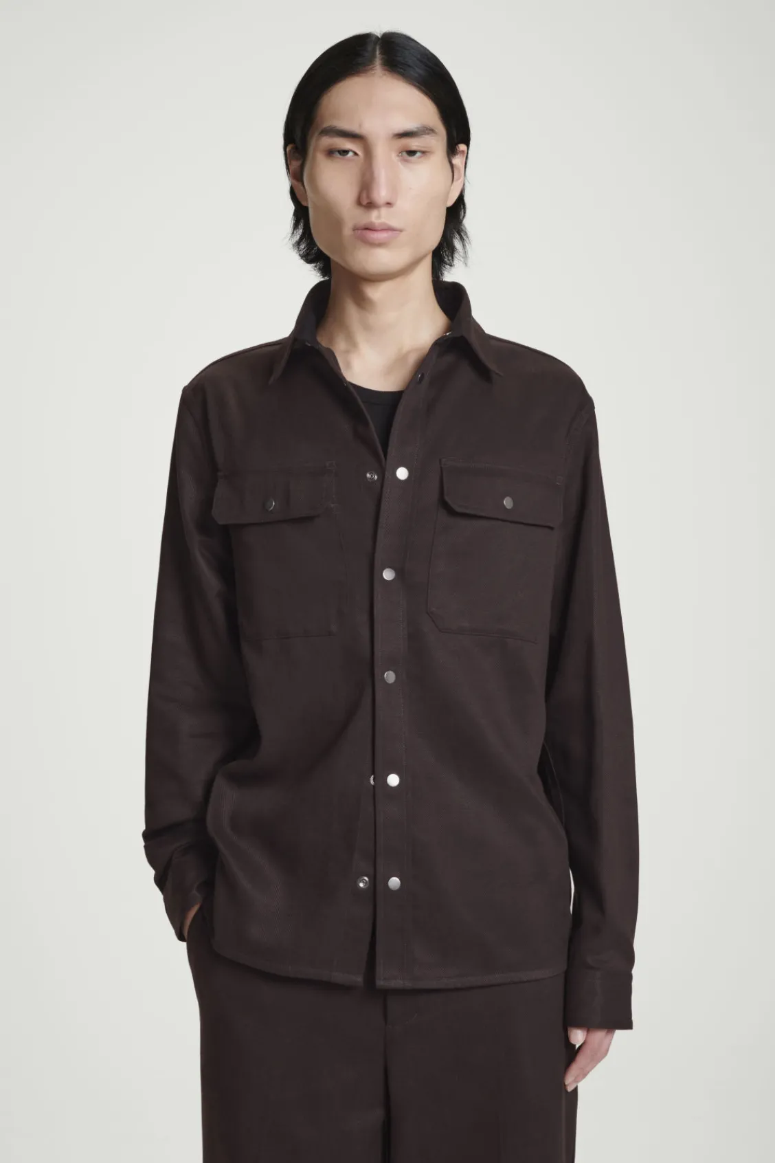 COS TWILL UTILITY OVERSHIRT BROWN Best Sale