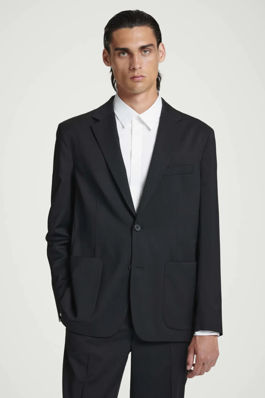 COS UNSTRUCTURED WOOL BLAZER - REGULAR BLACK Online