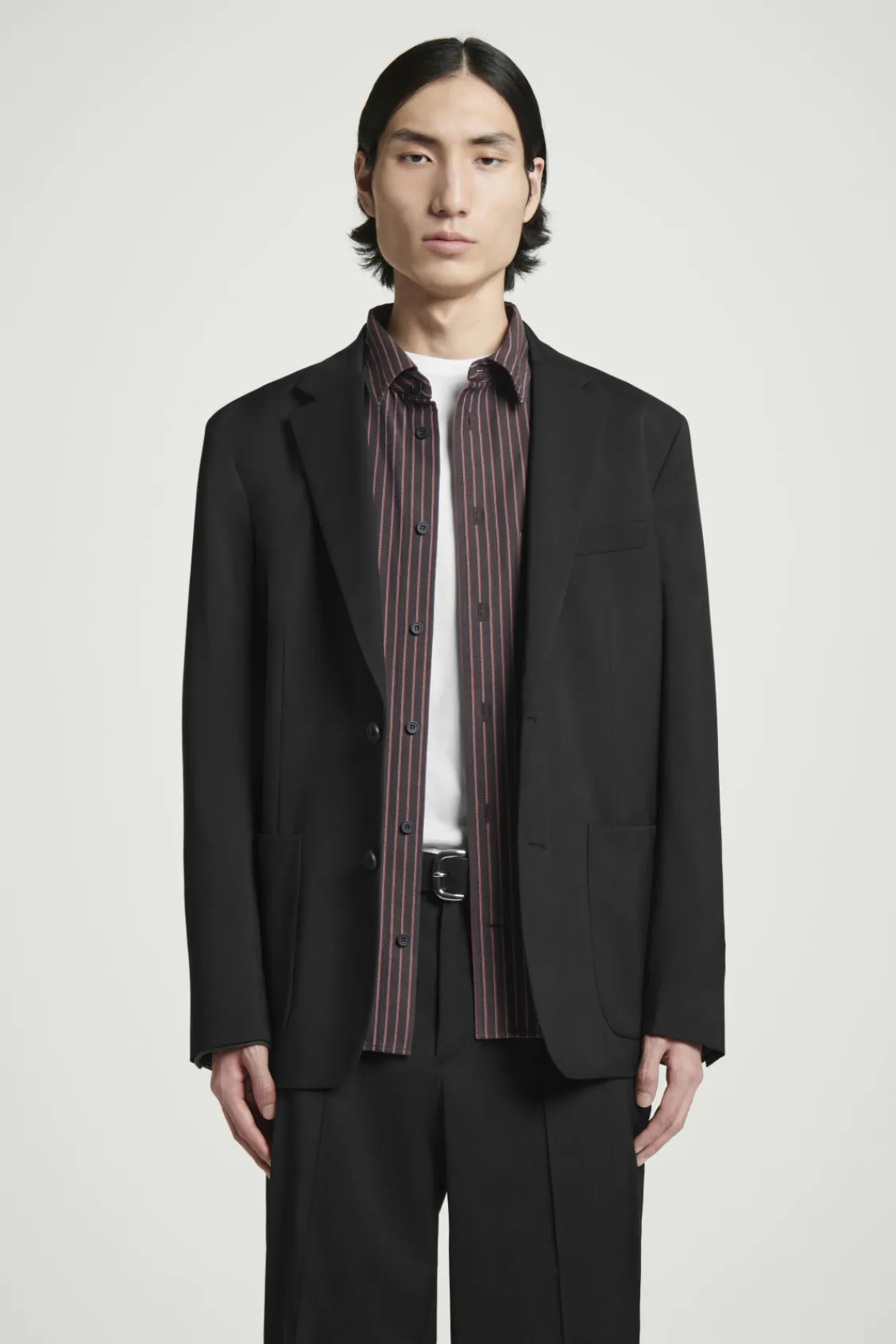 COS UNSTRUCTURED WOOL BLAZER - REGULAR BLACK Online