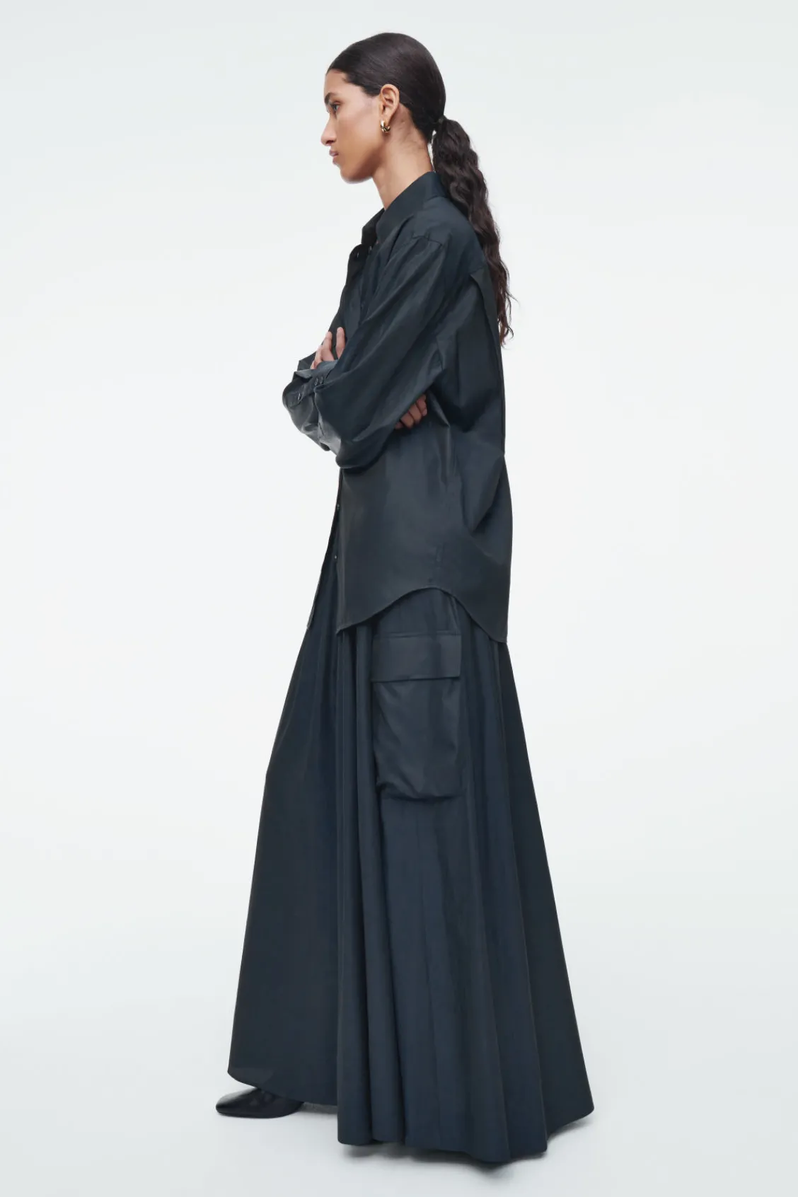 COS UTILITY A-LINE MAXI SKIRT NAVY Outlet