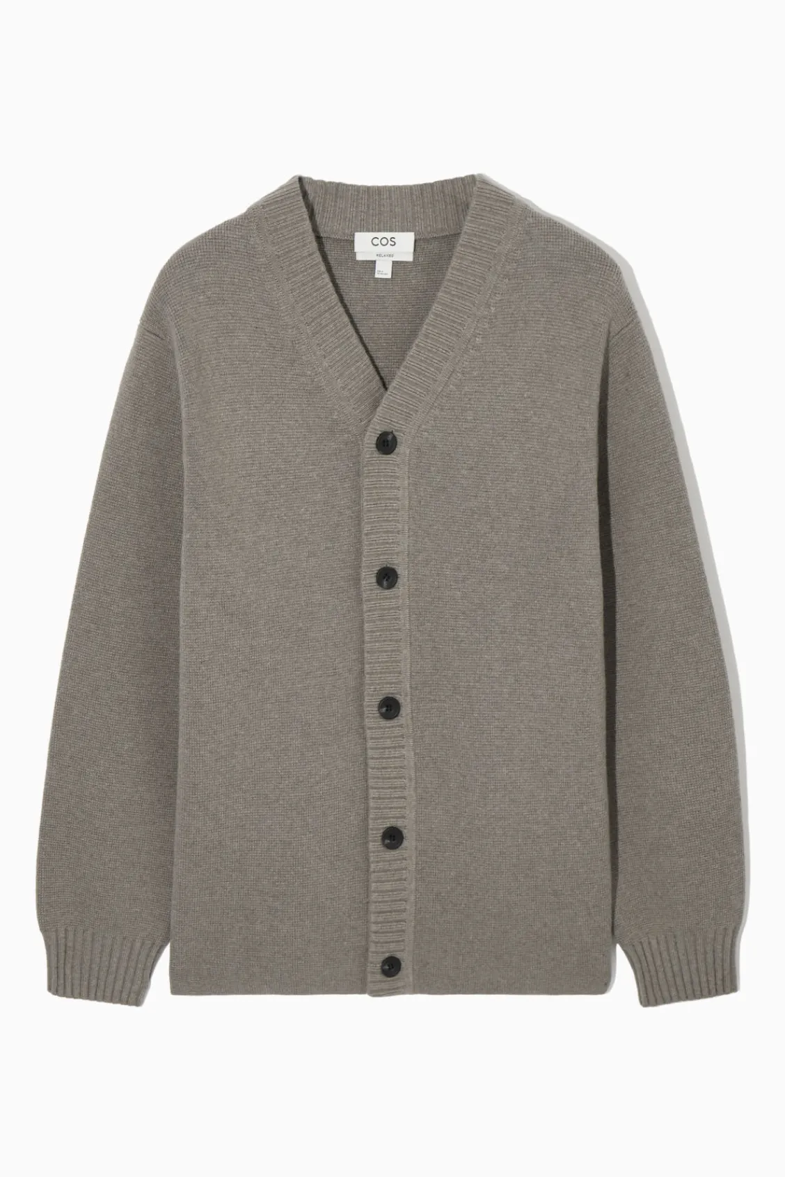 COS V-NECK WOOL-BLEND CARDIGAN LIGHT BROWN MÉLANGE Shop