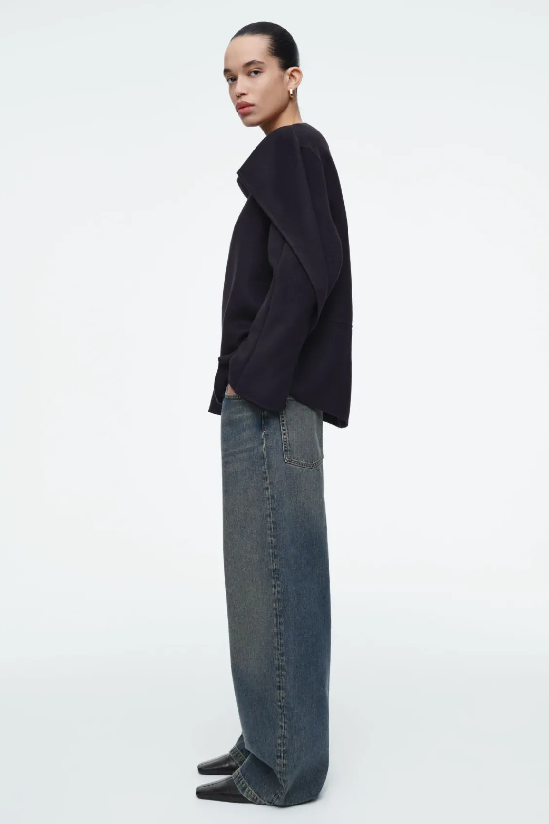 COS VOLUME WIDE-LEG JEANS PETROL BLUE Shop