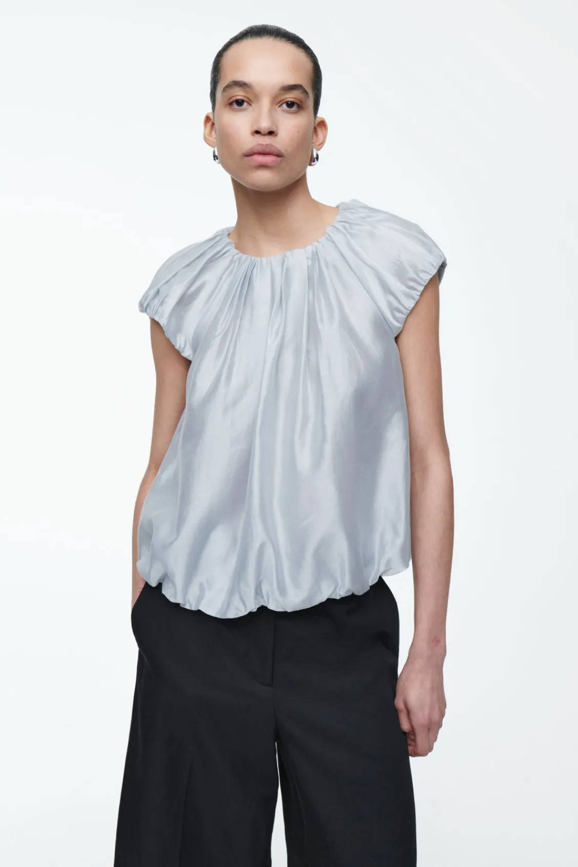 COS VOLUMINOUS PARACHUTE BLOUSE LIGHT BLUE Fashion