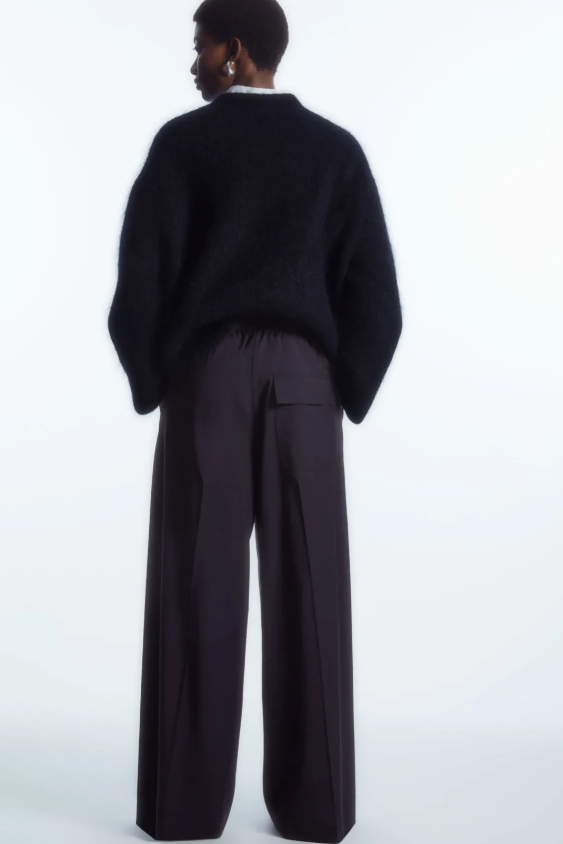 COS VOLUMINOUS WIDE-LEG WOOL PANTS NAVY Outlet