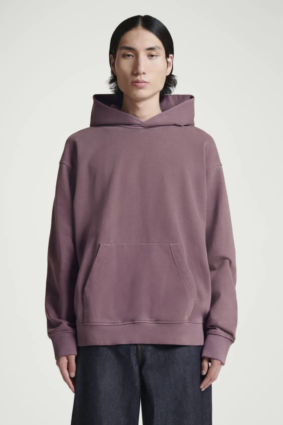 COS WASHED COTTON-JERSEY HOODIE PURPLE Store