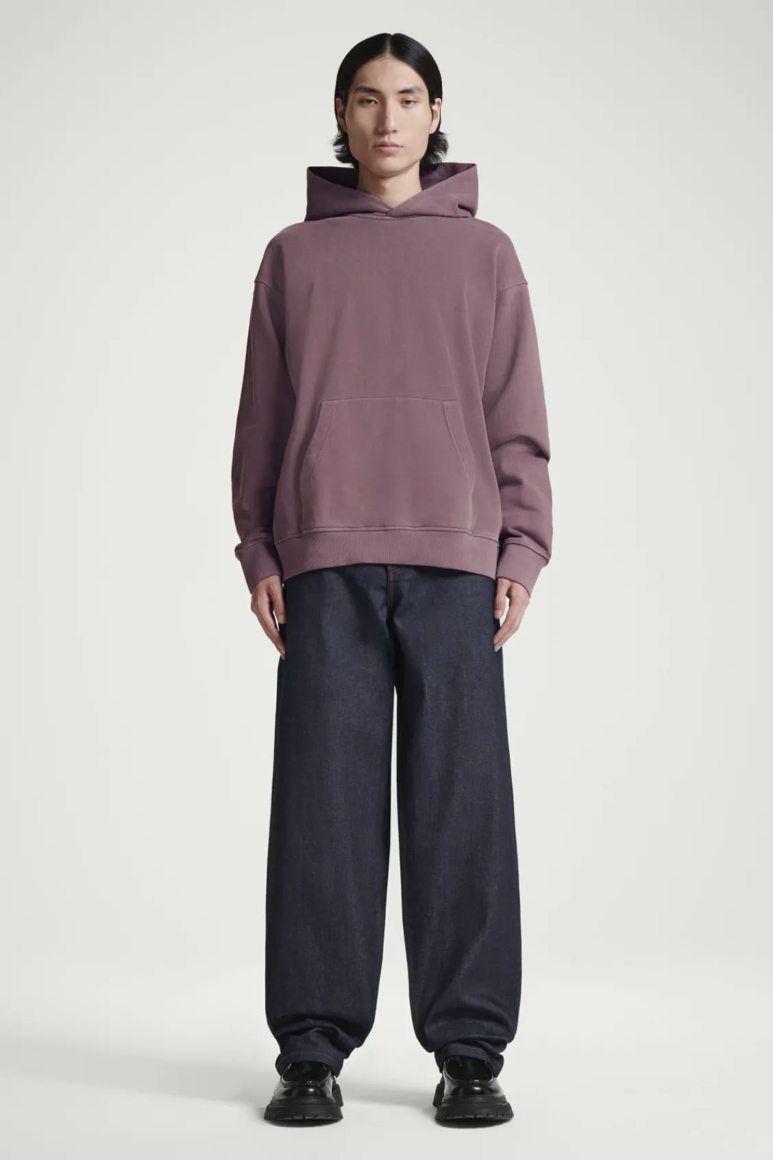 COS WASHED COTTON-JERSEY HOODIE PURPLE Store