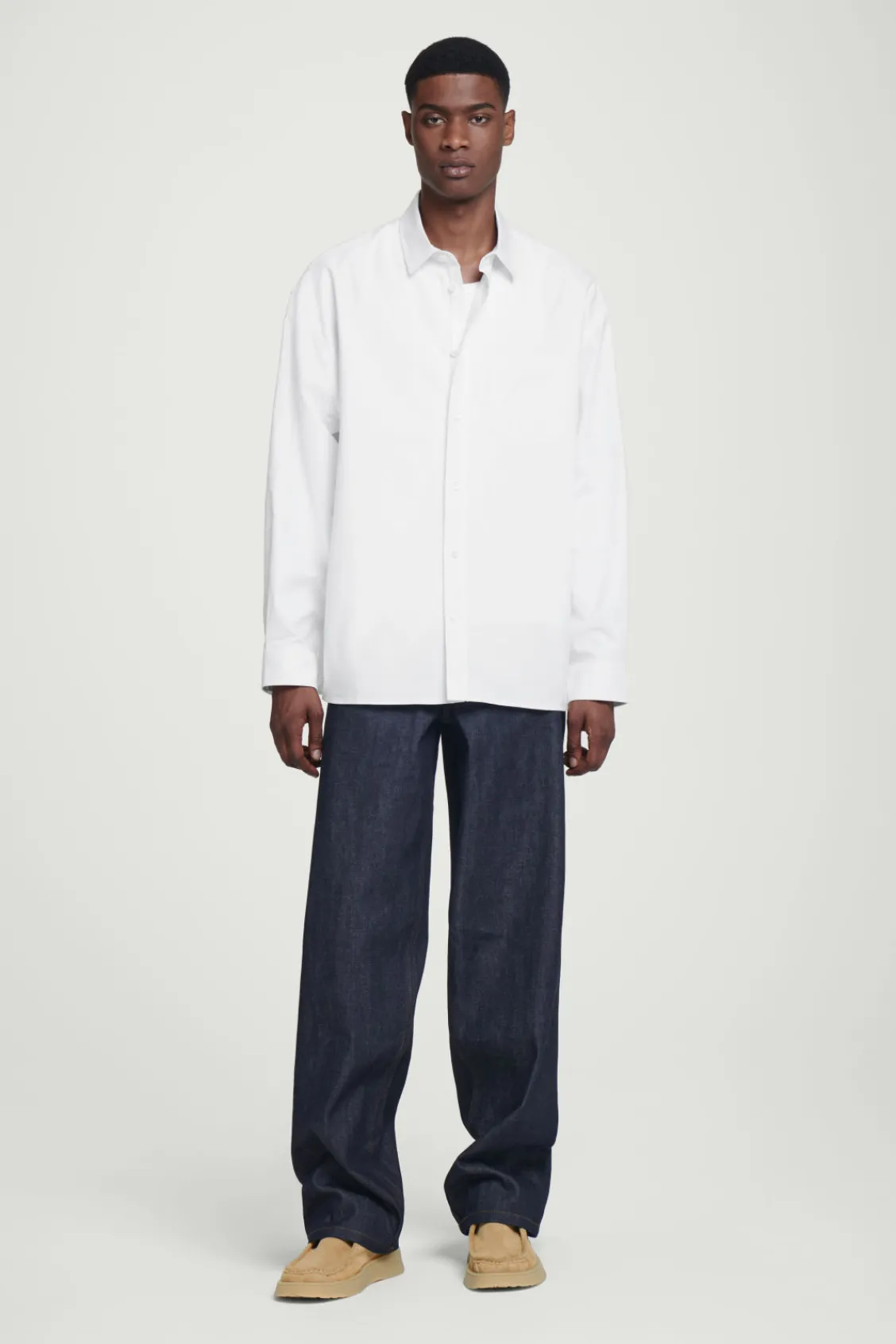 COS WIDE OVERSIZED COTTON OXFORD SHIRT WHITE Discount