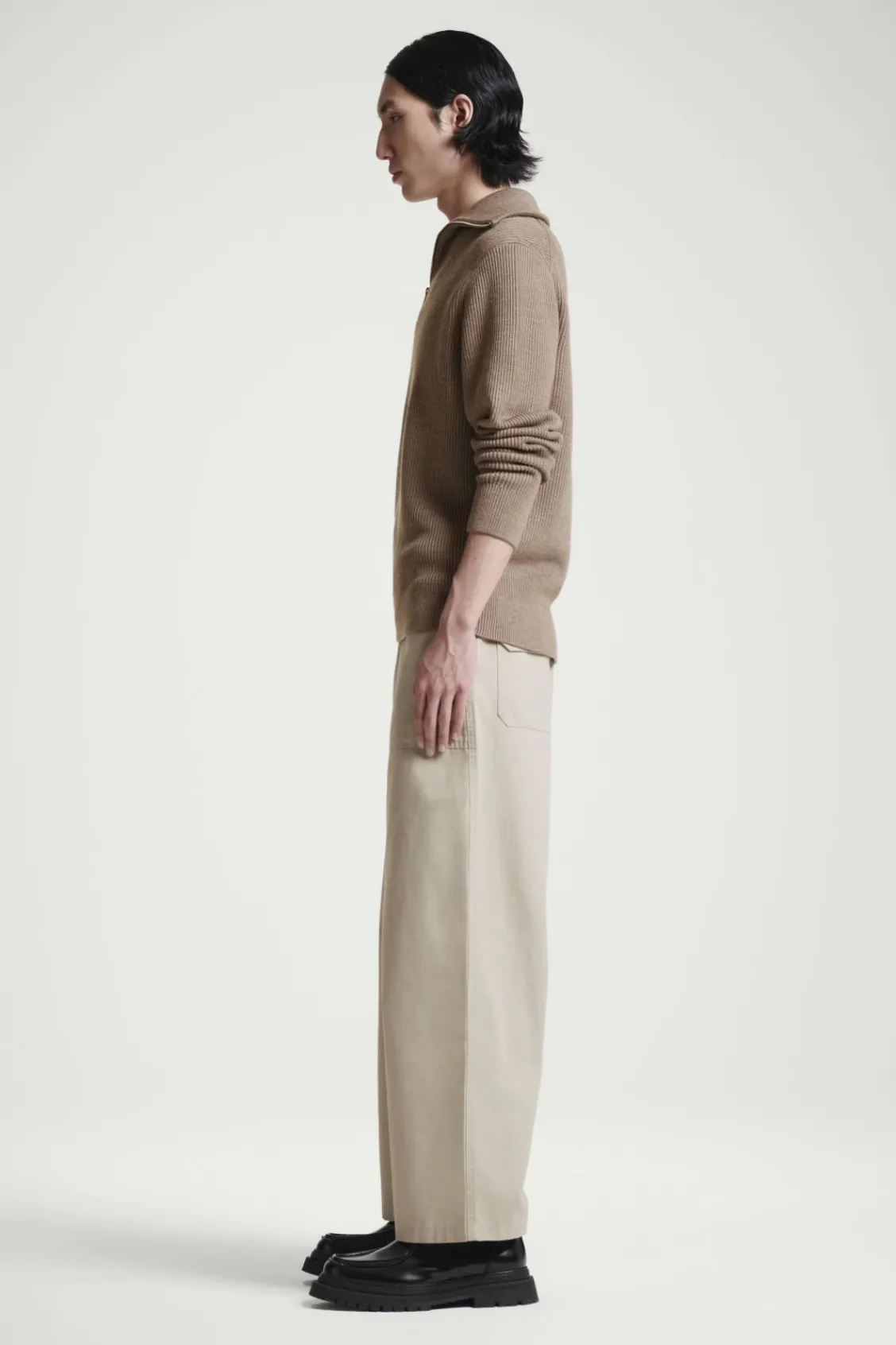 COS WIDE-LEG COTTON UTILITY PANTS MOLE Discount