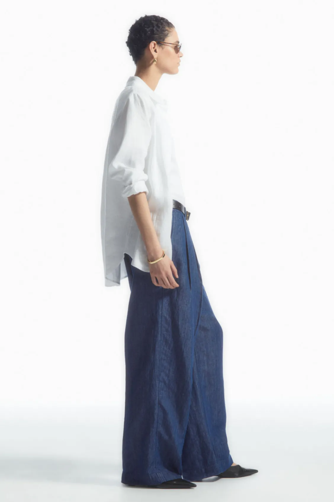 COS WIDE-LEG TAILORED DENIM PANTS BLUE Shop