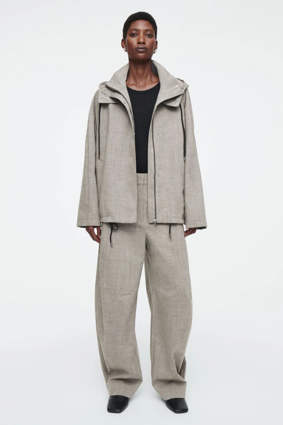 COS WOOL BARREL-LEG UTILITY PANTS GRAY MÉLANGE Online