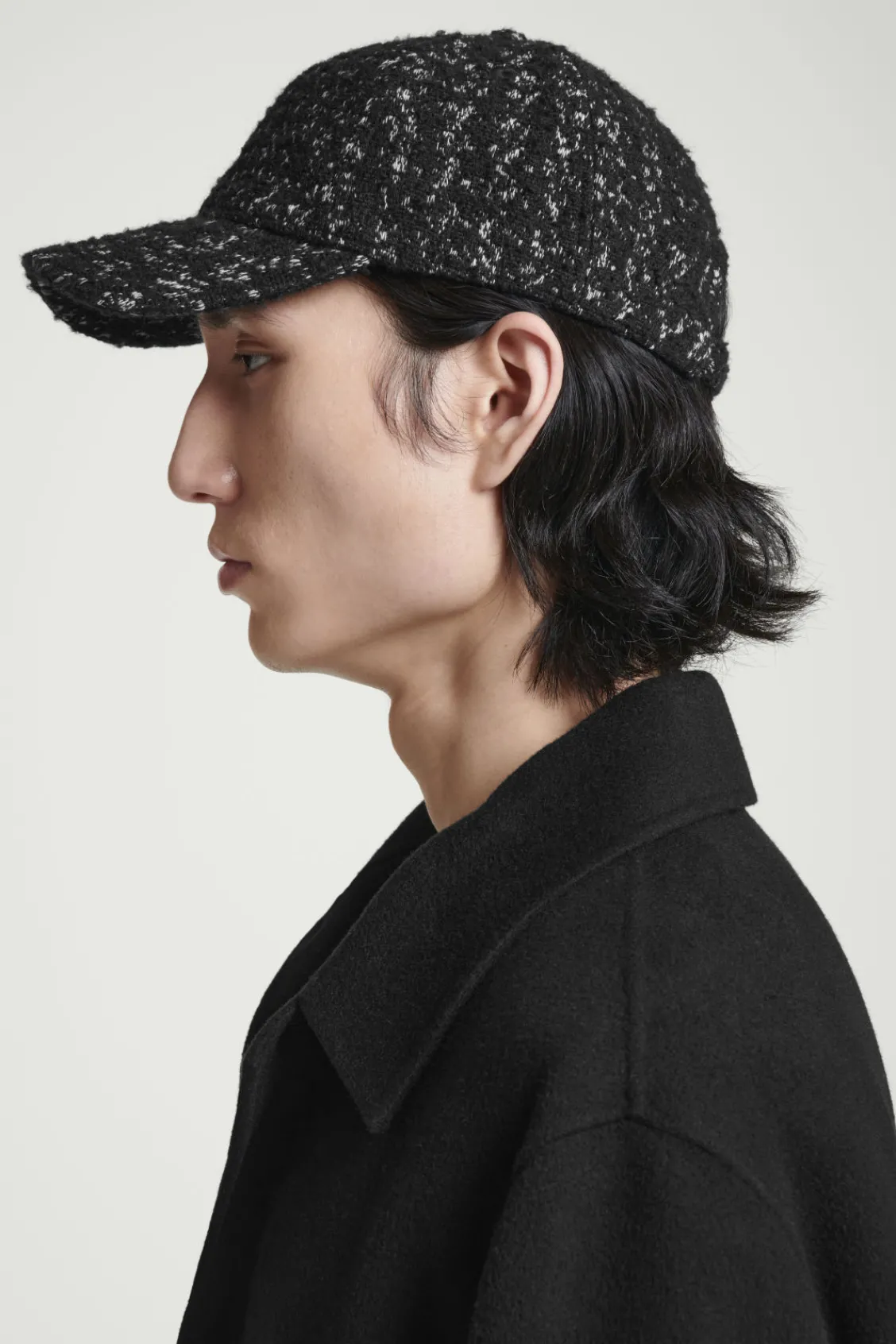 COS WOOL-BLEND BASEBALL CAP BLACK / HOUNDSTOOTH Clearance